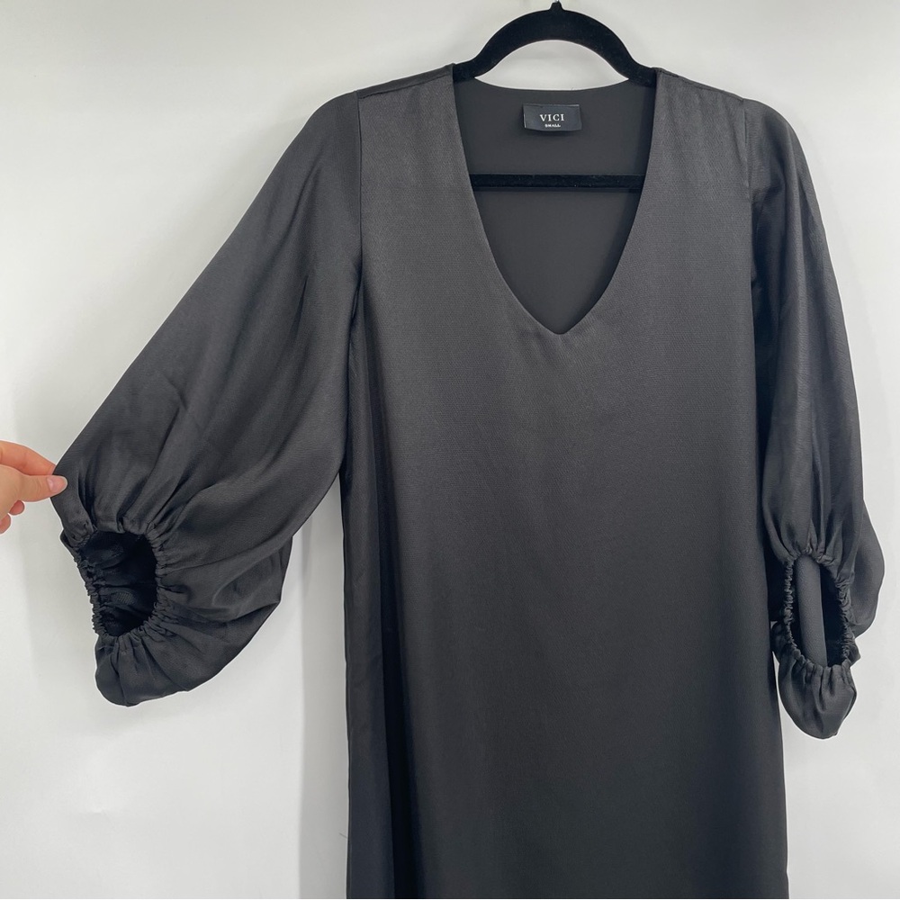 Vici Black Satin Midi Dress - Picture 7 of 12